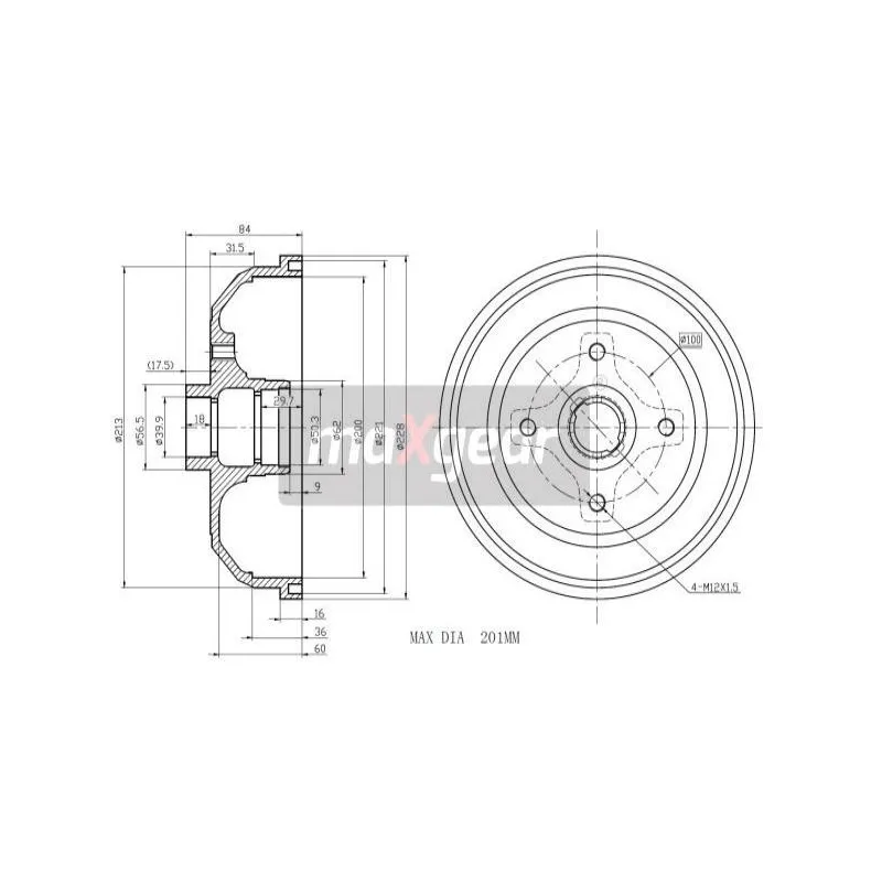 Tambour de frein MAXGEAR 19-0826