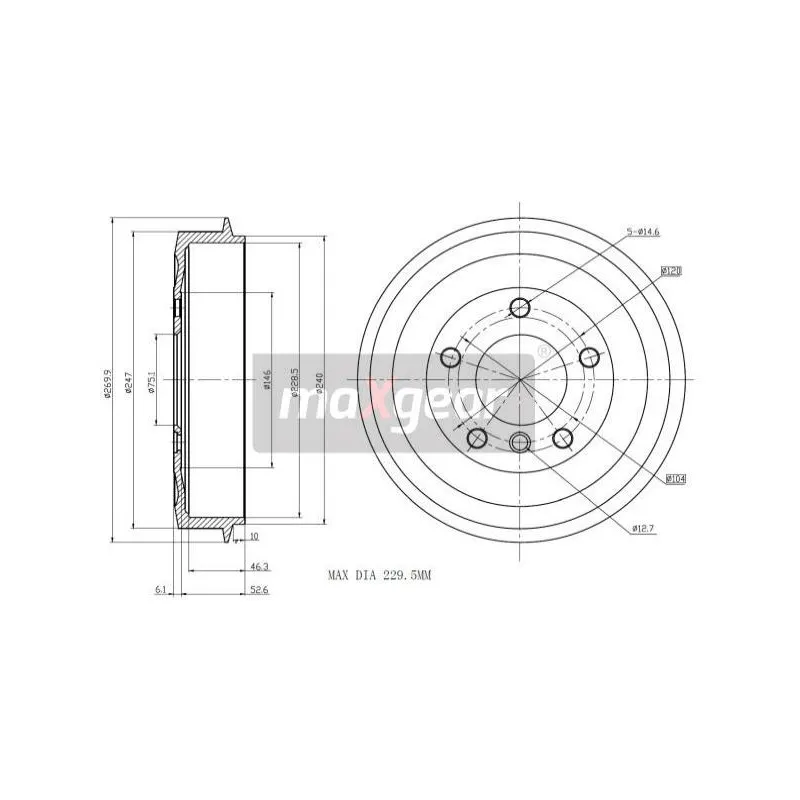 Tambour de frein MAXGEAR 19-0828