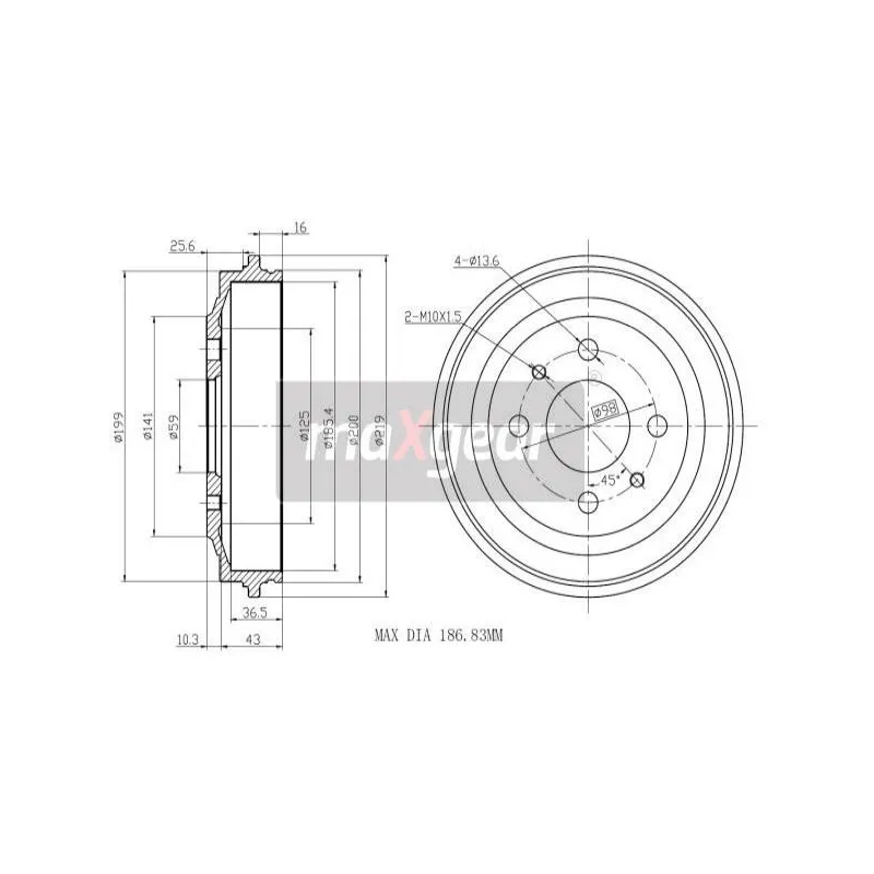 Tambour de frein MAXGEAR 19-0832