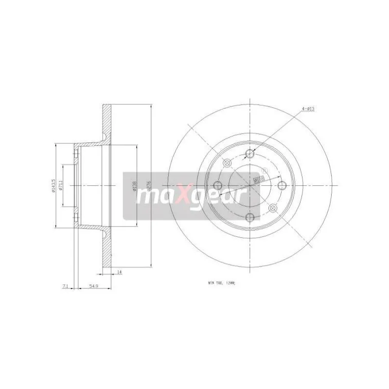 Jeu de 2 disques de frein arrière MAXGEAR 19-0833