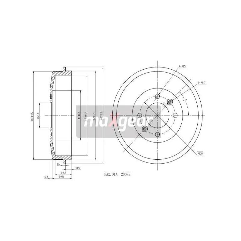 Tambour de frein MAXGEAR 19-0836