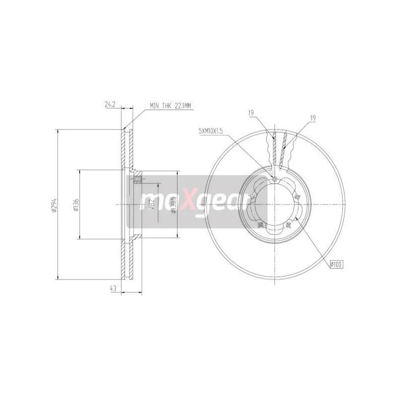 Jeu de 2 disques de frein avant MAXGEAR 19-0841