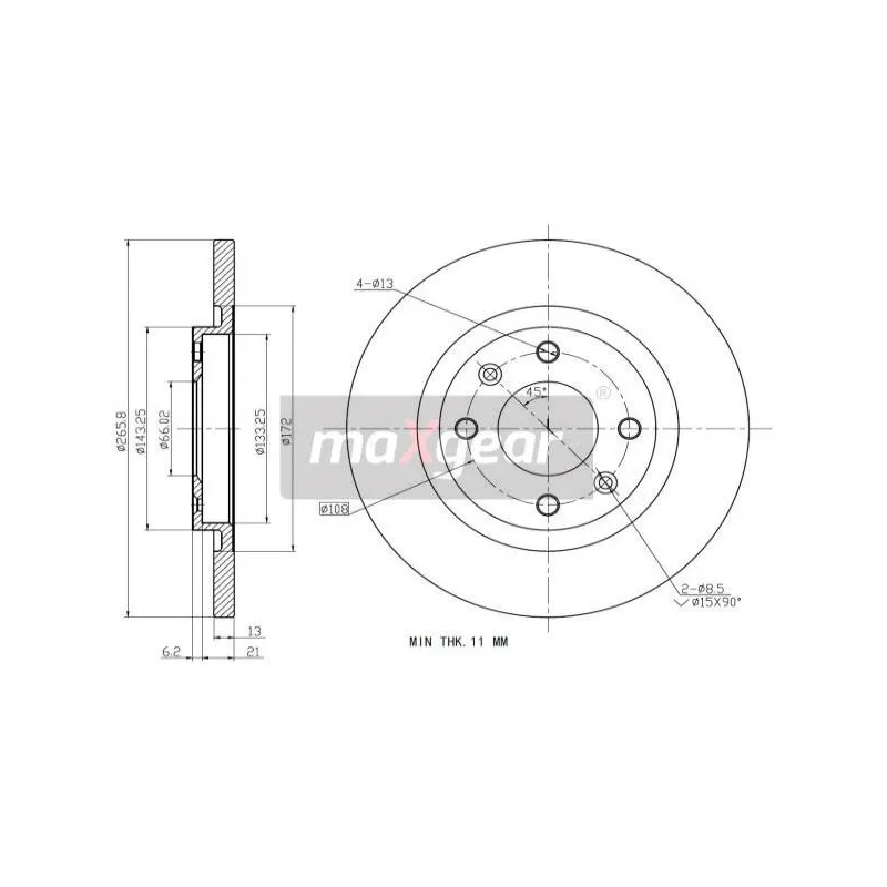 Jeu de 2 disques de frein avant MAXGEAR 19-0843