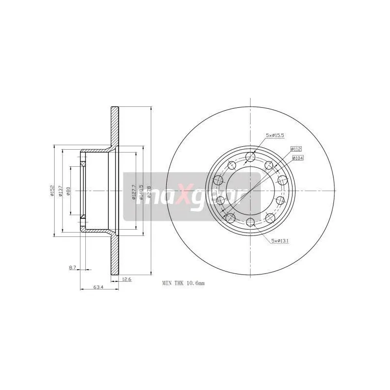 Jeu de 2 disques de frein avant MAXGEAR 19-0845