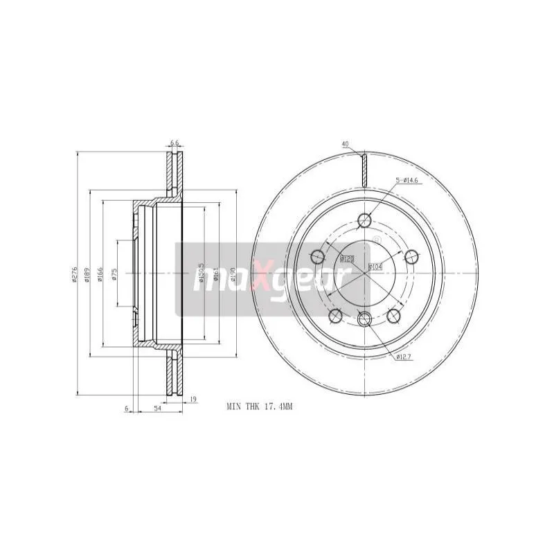 Jeu de 2 disques de frein arrière MAXGEAR 19-0846