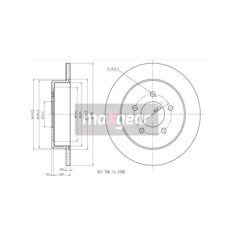 Jeu de 2 disques de frein arrière MAXGEAR 19-0912MAX
