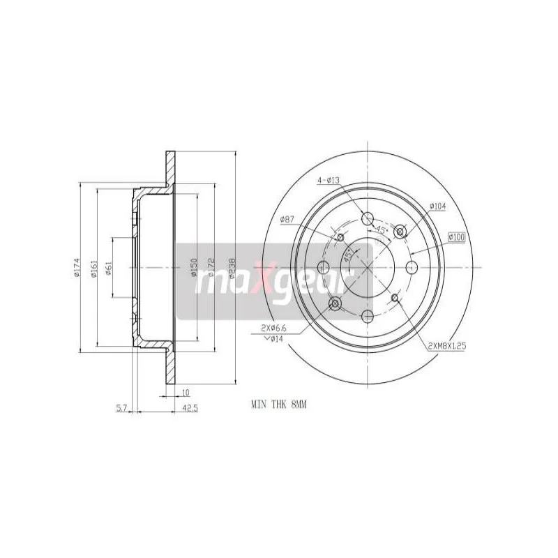 Jeu de 2 disques de frein arrière MAXGEAR 19-0921