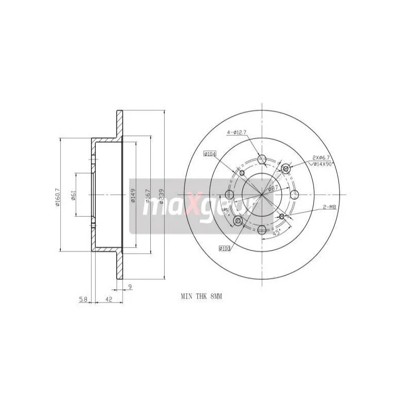 Jeu de 2 disques de frein arrière MAXGEAR 19-0922