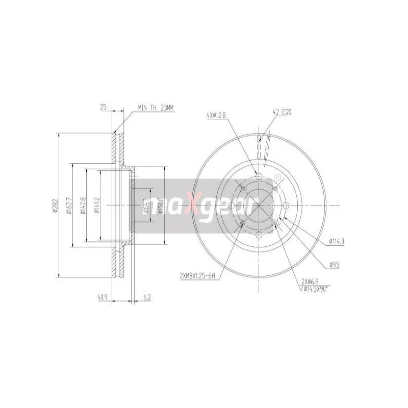 Jeu de 2 disques de frein avant MAXGEAR 19-0924