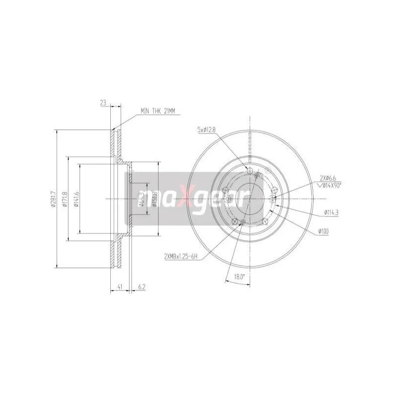Jeu de 2 disques de frein avant MAXGEAR 19-0925