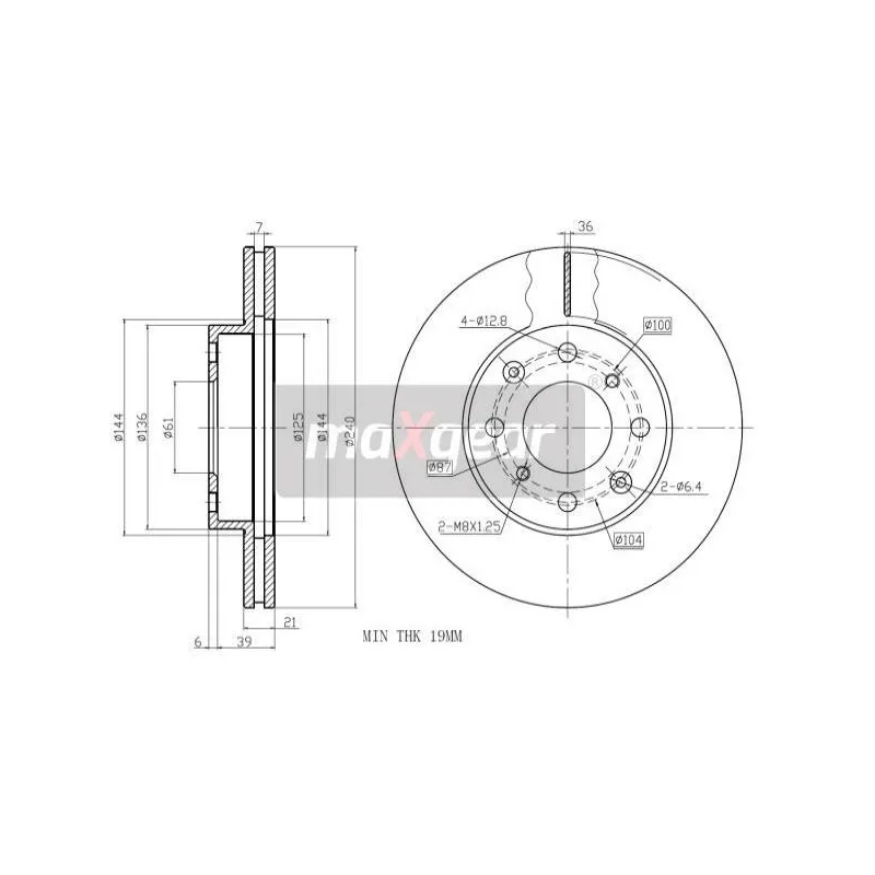 Jeu de 2 disques de frein avant MAXGEAR 19-0928