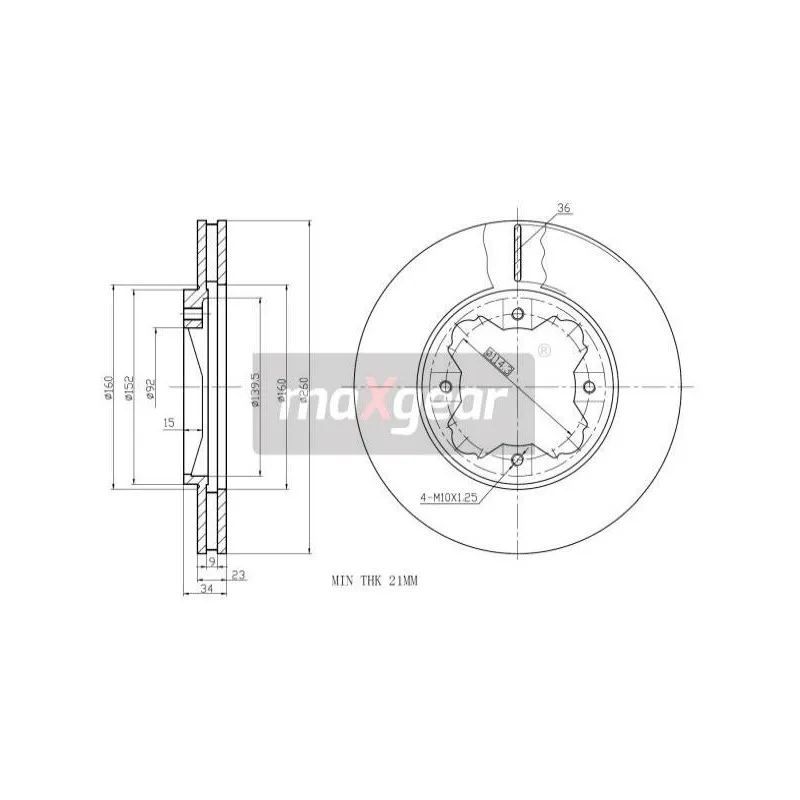 Jeu de 2 disques de frein avant MAXGEAR 19-0929