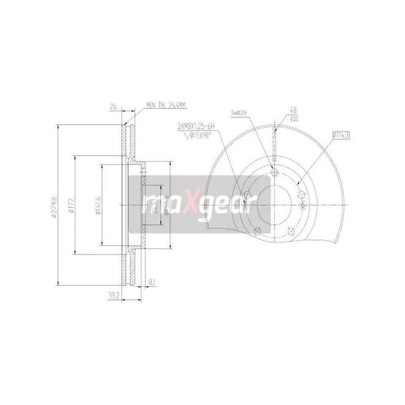 Jeu de 2 disques de frein avant MAXGEAR 19-0939