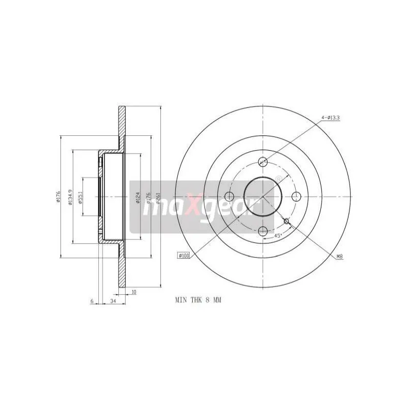 Jeu de 2 disques de frein arrière MAXGEAR 19-0941