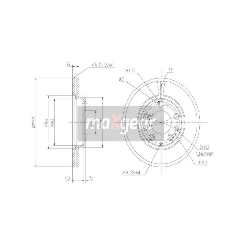 Jeu de 2 disques de frein avant MAXGEAR 19-0944