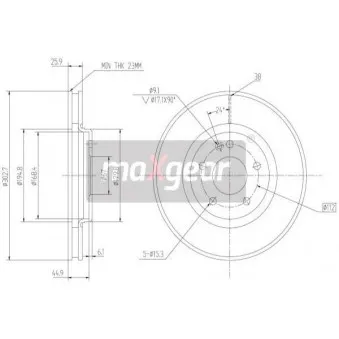 Jeu de 2 disques de frein avant MAXGEAR 19-0947