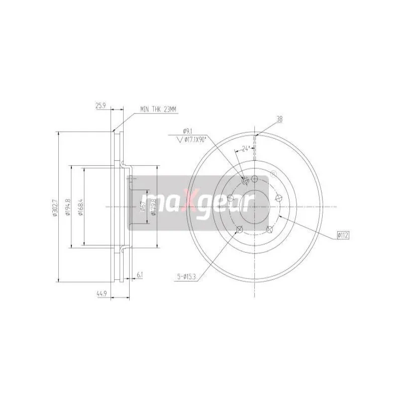 Jeu de 2 disques de frein avant MAXGEAR 19-0947