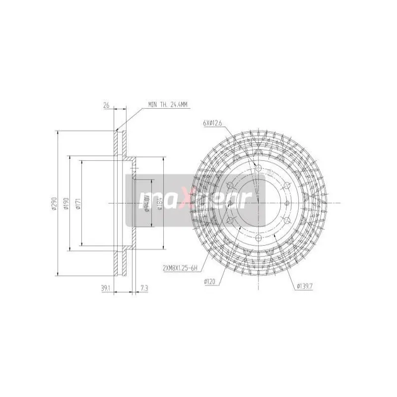 Jeu de 2 disques de frein avant MAXGEAR 19-0948