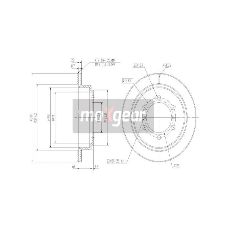 Jeu de 2 disques de frein arrière MAXGEAR 19-0949