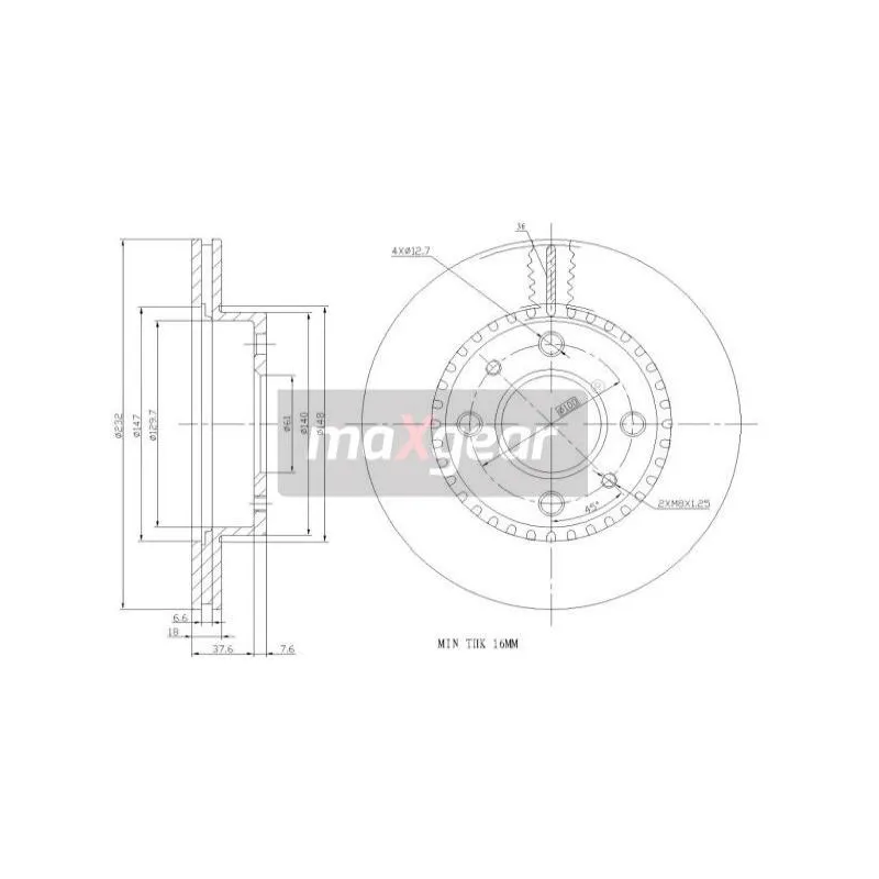 Jeu de 2 disques de frein avant MAXGEAR 19-0950