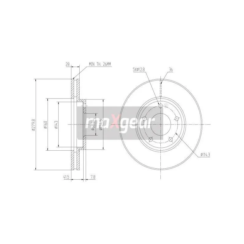 Jeu de 2 disques de frein avant MAXGEAR 19-0951