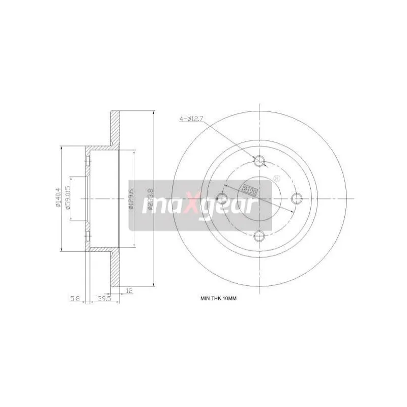 Jeu de 2 disques de frein avant MAXGEAR 19-0953