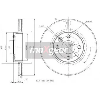 Jeu de 2 disques de frein avant MAXGEAR 19-0954