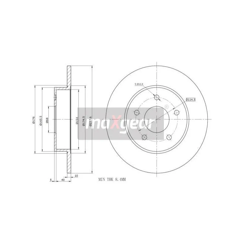 Jeu de 2 disques de frein arrière MAXGEAR 19-0955