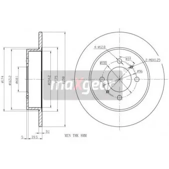 Jeu de 2 disques de frein arrière MAXGEAR 19-0956