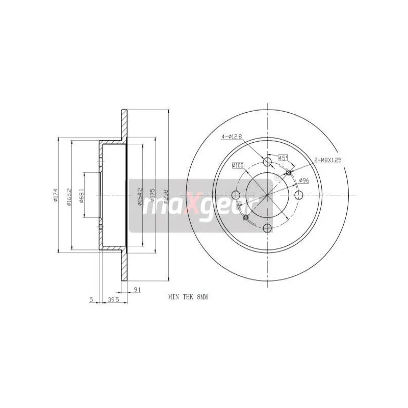 Jeu de 2 disques de frein arrière MAXGEAR 19-0956