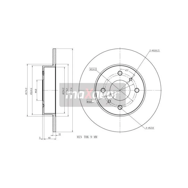 Jeu de 2 disques de frein arrière MAXGEAR 19-0959