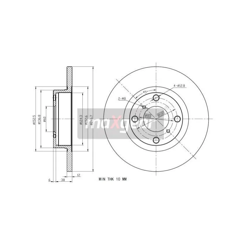 Jeu de 2 disques de frein avant MAXGEAR 19-0961