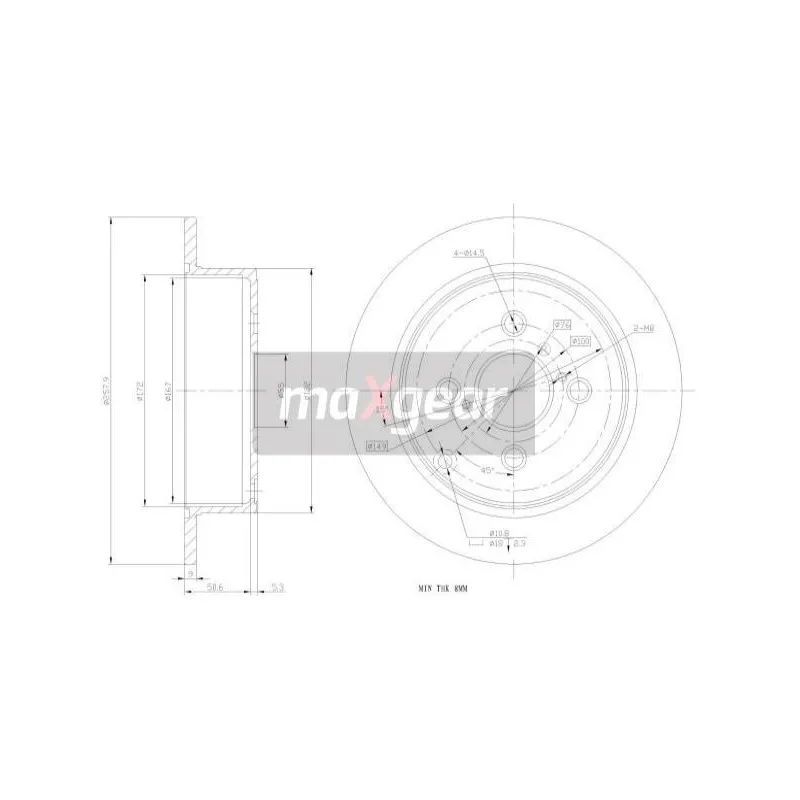 Jeu de 2 disques de frein arrière MAXGEAR 19-0962