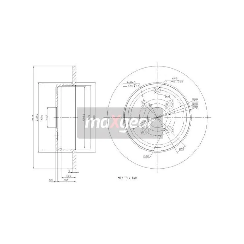 Jeu de 2 disques de frein arrière MAXGEAR 19-0963