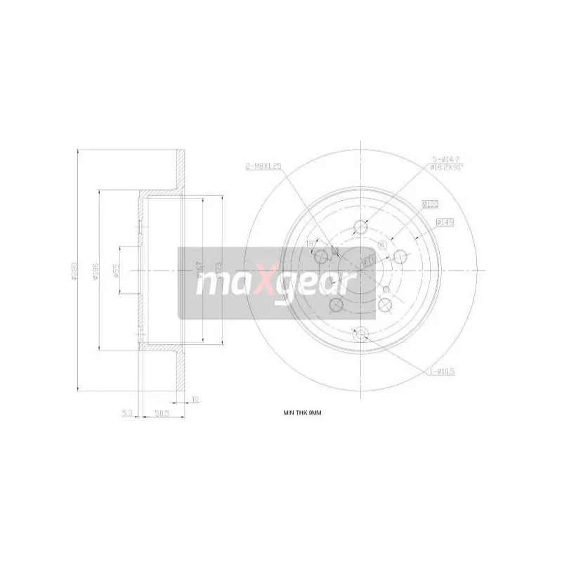 Jeu de 2 disques de frein arrière MAXGEAR 19-0964