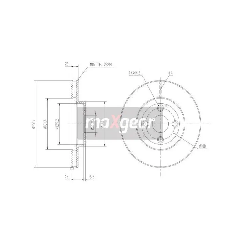 Jeu de 2 disques de frein avant MAXGEAR 19-0966