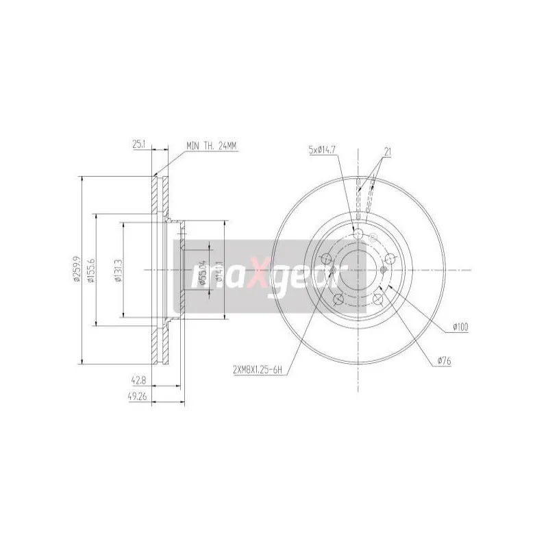 Jeu de 2 disques de frein avant MAXGEAR 19-0967