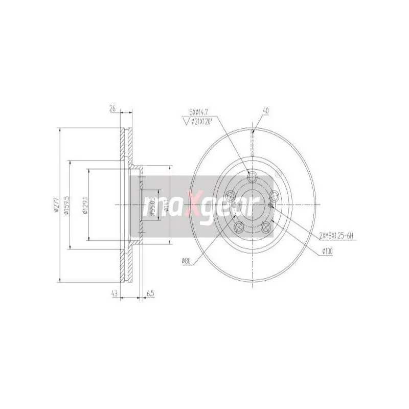 Jeu de 2 disques de frein avant MAXGEAR 19-0968