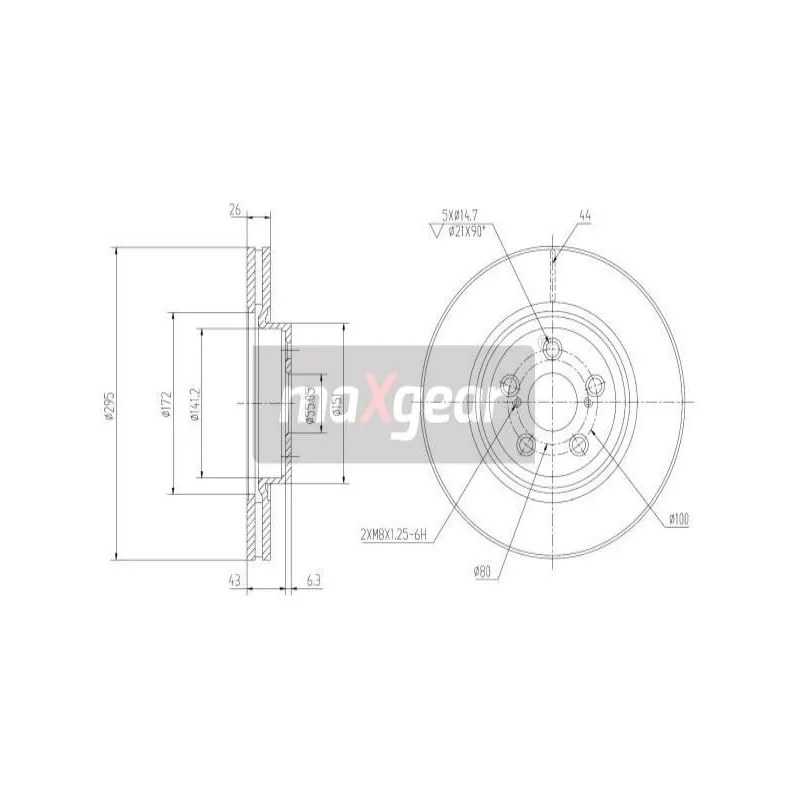 Jeu de 2 disques de frein avant MAXGEAR 19-0969