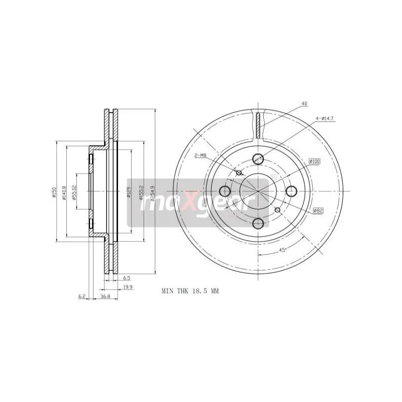 Jeu de 2 disques de frein avant MAXGEAR 19-0970