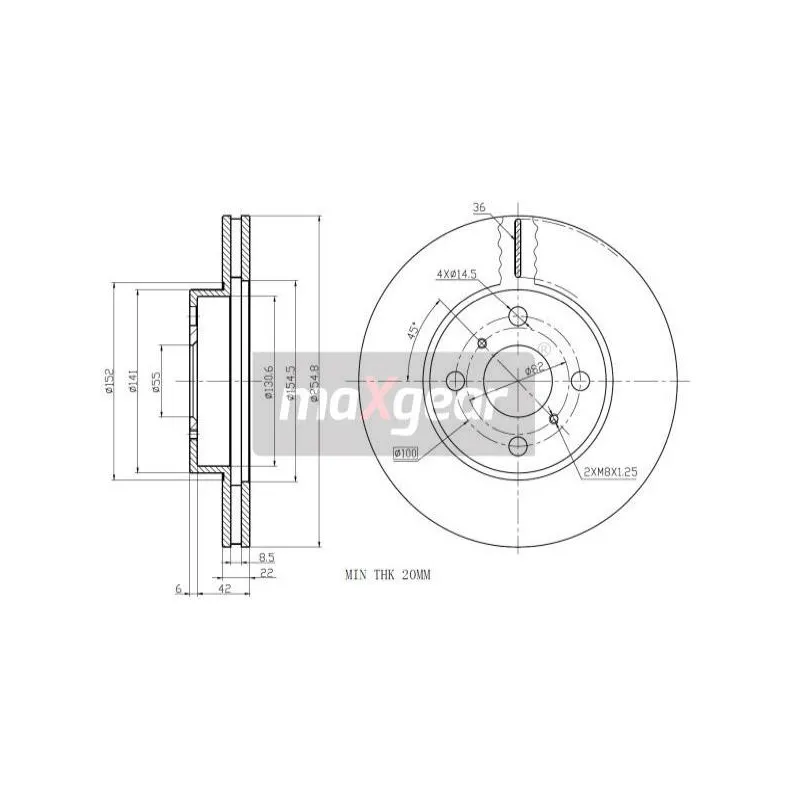 Jeu de 2 disques de frein avant MAXGEAR 19-0971