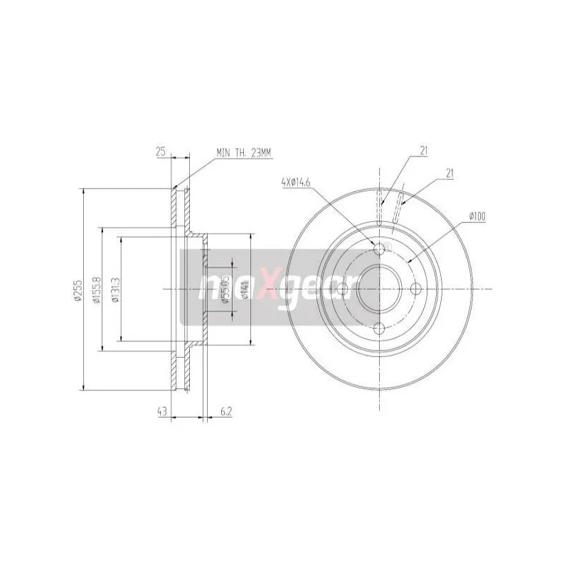 Jeu de 2 disques de frein avant MAXGEAR 19-0972