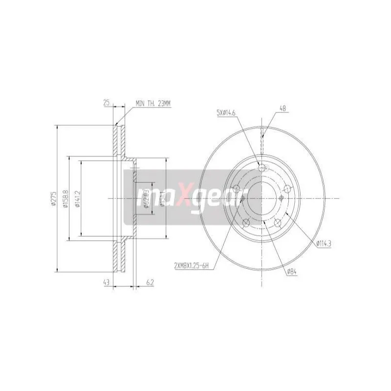 Jeu de 2 disques de frein avant MAXGEAR 19-0973