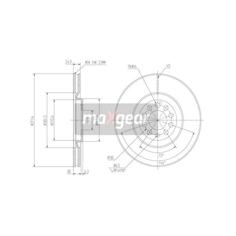 Jeu de 2 disques de frein avant MAXGEAR 19-0974