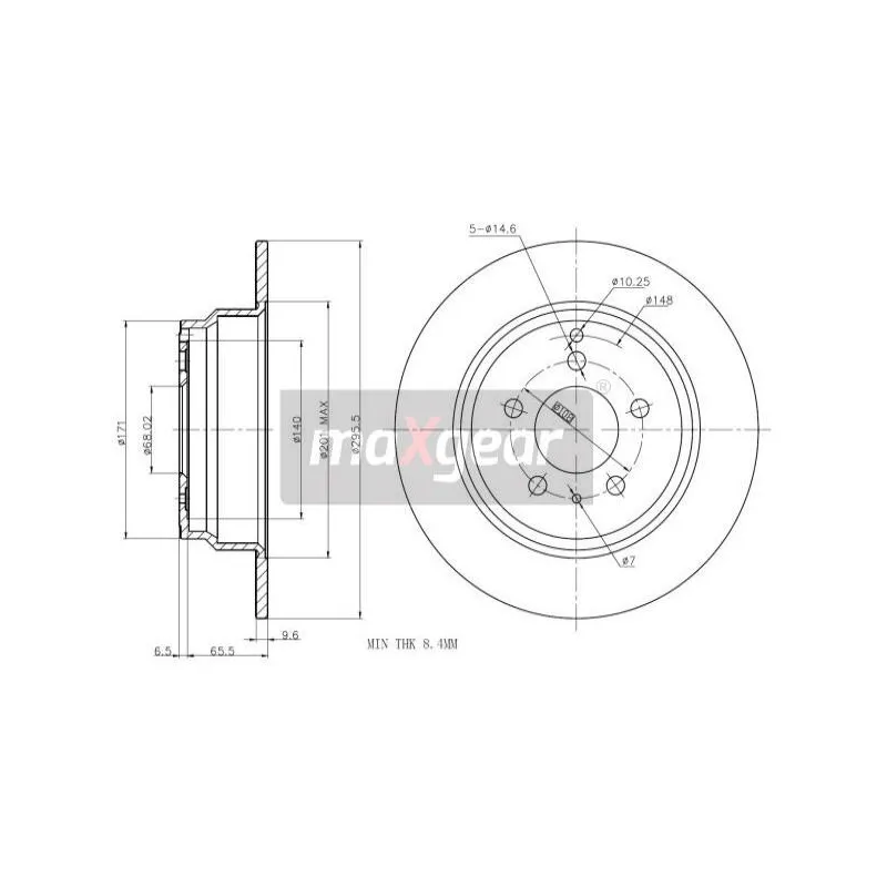 Jeu de 2 disques de frein arrière MAXGEAR 19-0975