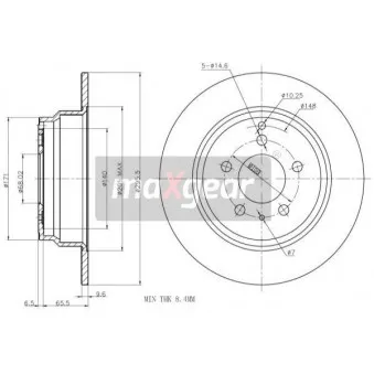 Jeu de 2 disques de frein arrière MAXGEAR 19-0975MAX