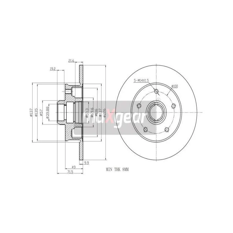 Jeu de 2 disques de frein arrière MAXGEAR 19-0977