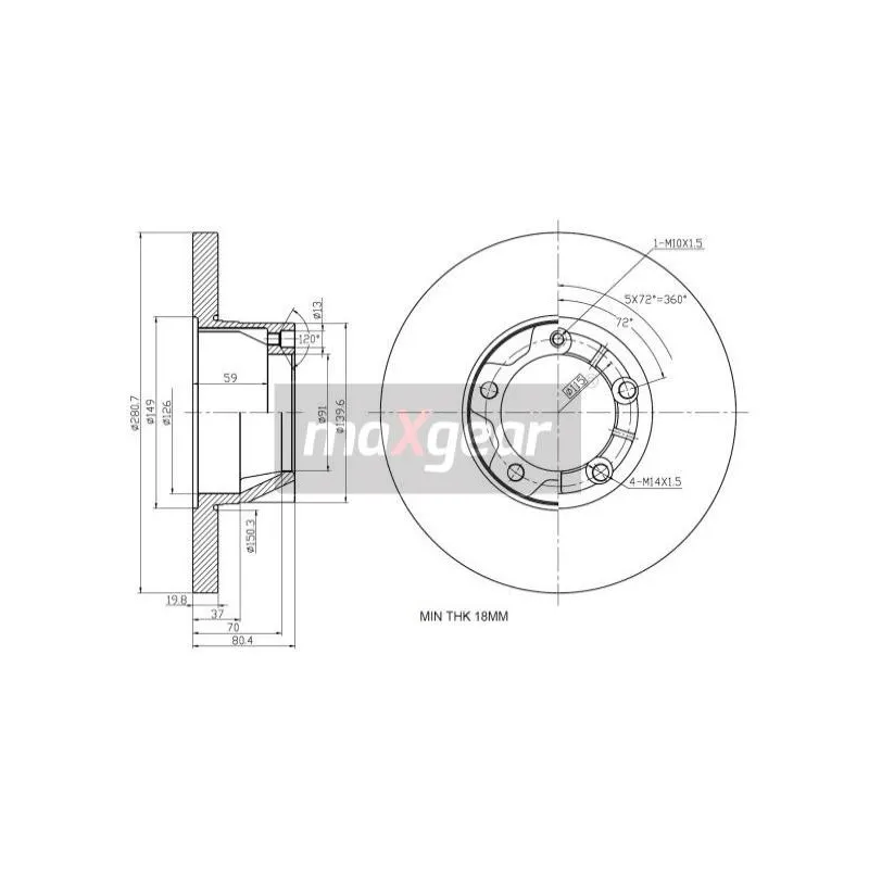 Jeu de 2 disques de frein avant MAXGEAR 19-0980