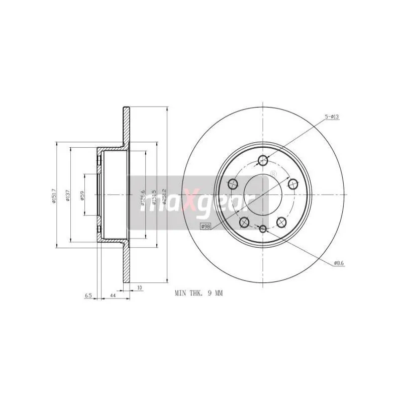 Jeu de 2 disques de frein arrière MAXGEAR 19-0981