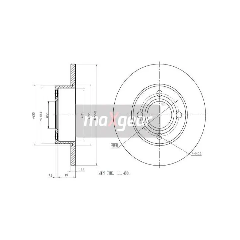 Jeu de 2 disques de frein avant MAXGEAR 19-0985